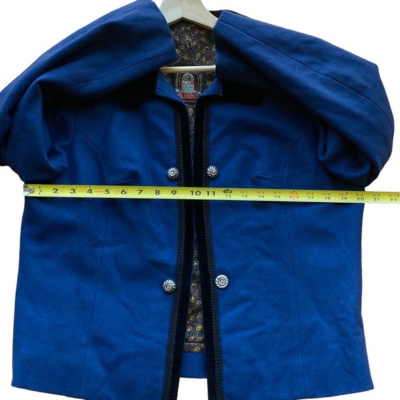 Vintage Loden Cropped Jacket Pure New Wool Women's Lined Velvet Collar Trim - Picture 7 of 11